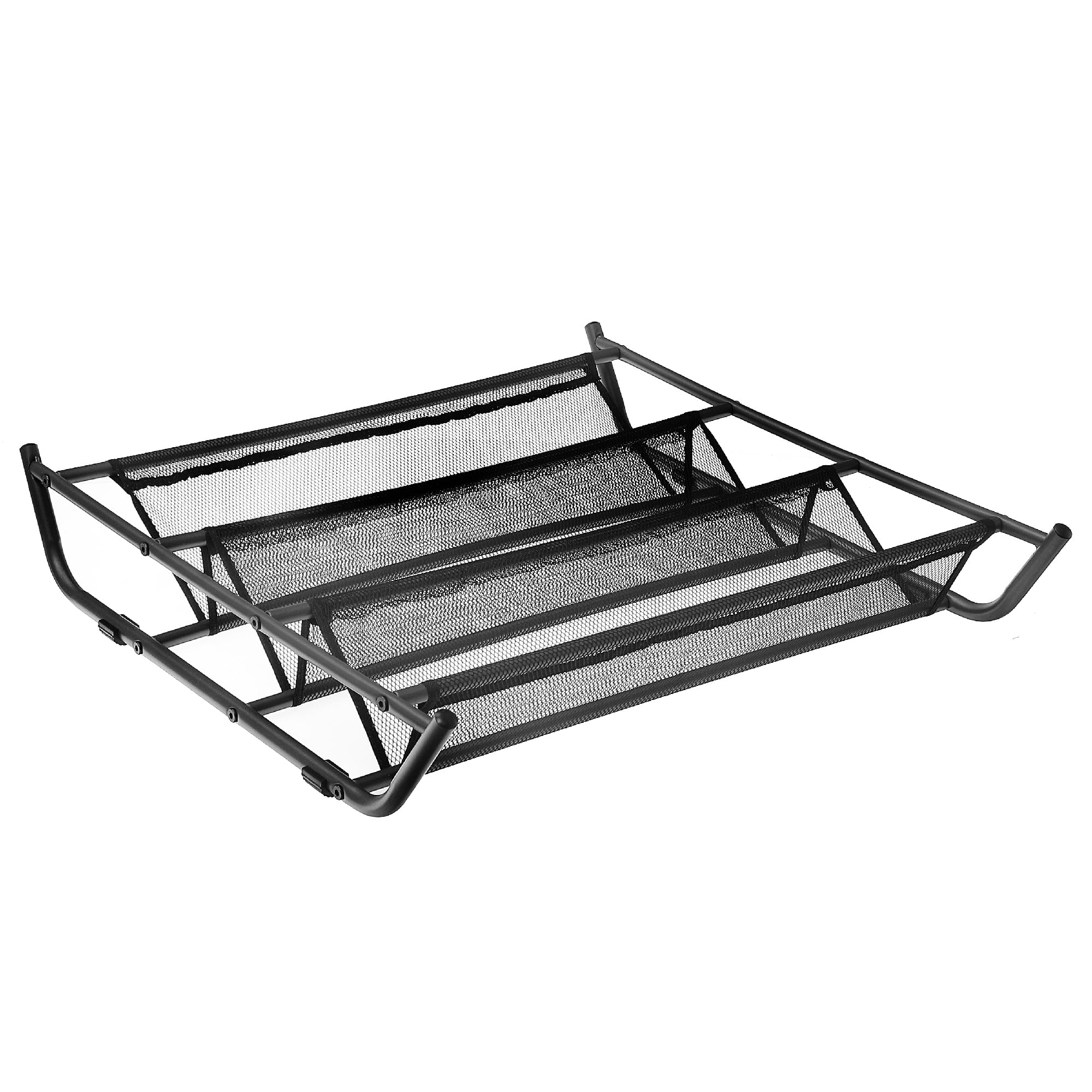 Masion Concepts Under Bed Shoe Storage Rack Black With Mesh Fabric ,Black,Metal, 23.62 L x 24.8 W x 4.72 H
