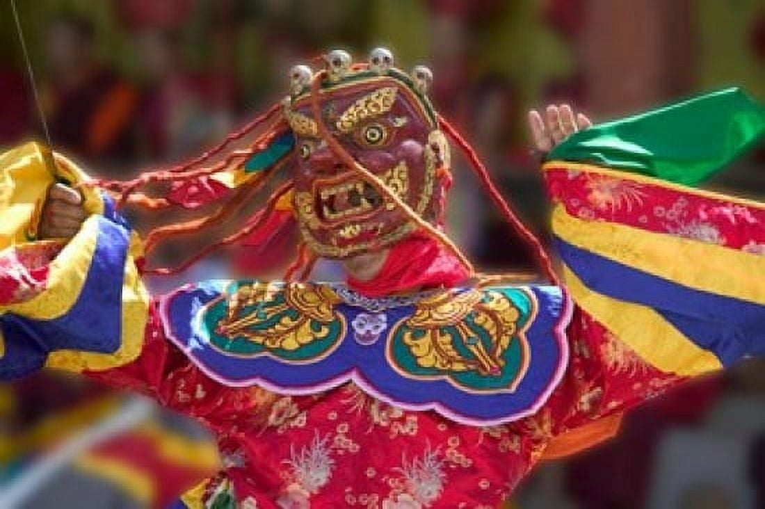 Mask Dance Celebrating Tshechu Festival at Wangdue Phodrang Dzong Wangdi Bhutan Canvas Art - Keren Su DanitaDelimont (34 x 23)