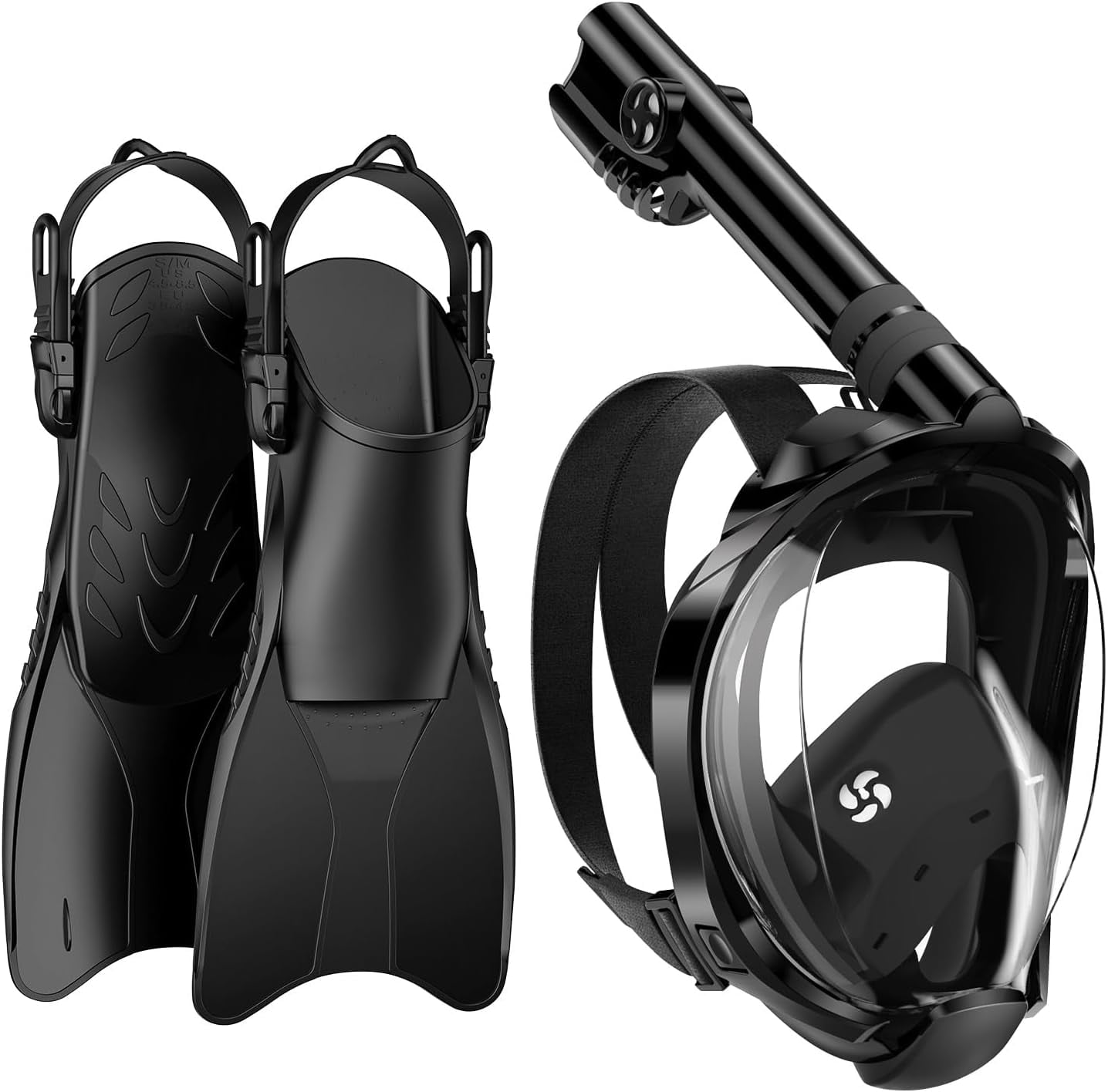Mask Fins Snorkel Set,Snorkeling Gear for Adults,Full Face Snorkel Mask ...
