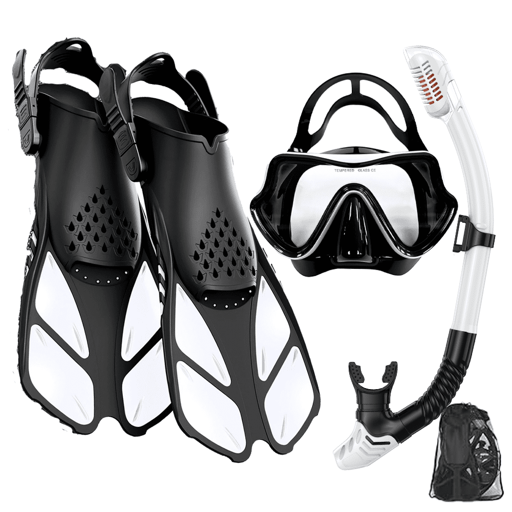 Mask Fins Snorkel Set, Snorkeling Gear for Adults, Panoramic View ...