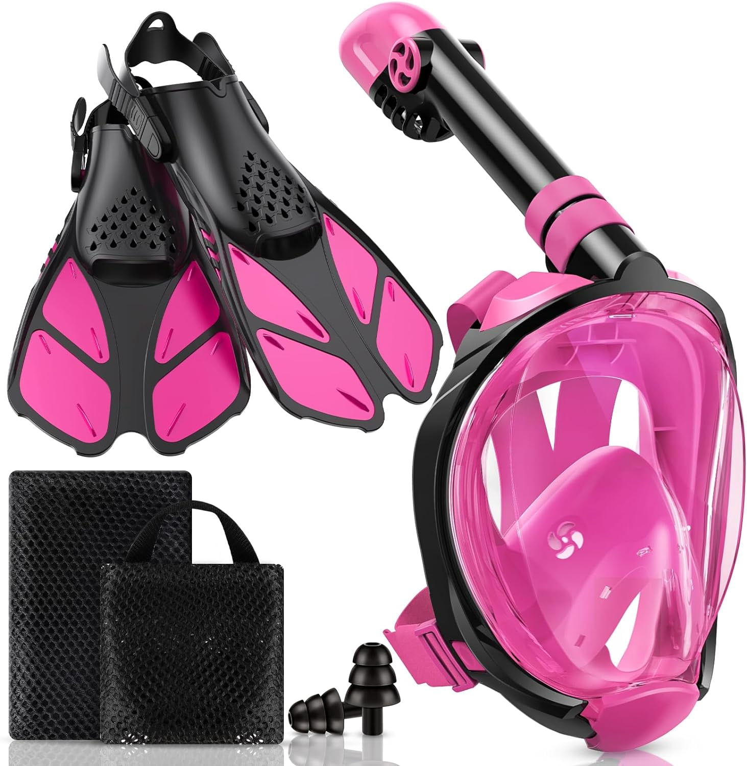 Mask Fins Snorkeling Gear for Adults, Full Face Snorkel Mask ...