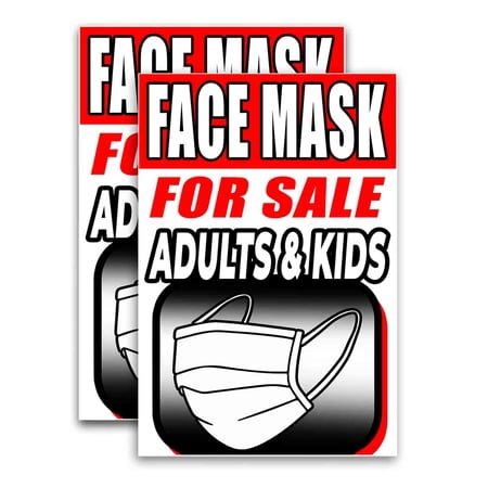 Mask For Sale Adults & Kids (24" X 36") Vinyl Decal Only (Pack of 2) |Sign|Sticker|Poster