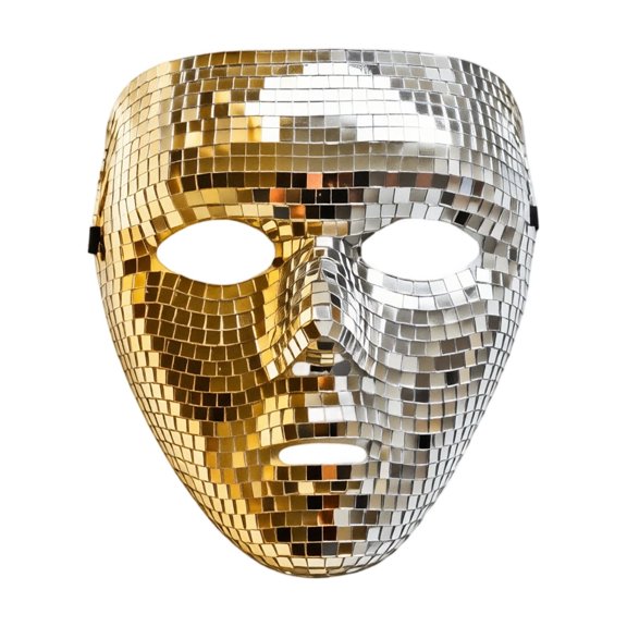Mask Full Face Disco Mirror Reflective Two Tone for Halloween Masquerade Disco Party Stage Performance Rave Music Festival Accessory