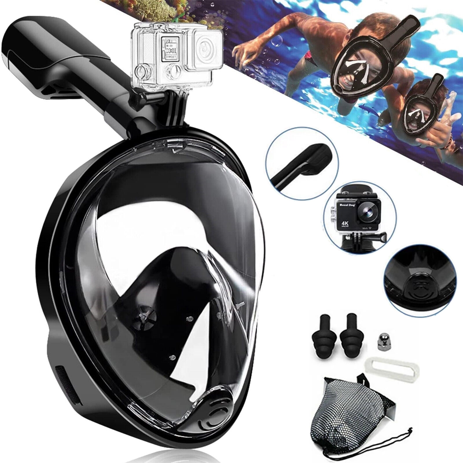 Mask Full Face Snorkeling Mask Snorkel Set with Panoramic View and