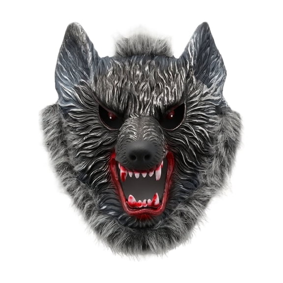 Mask Grey Furry Werewolf Full Head Design for Adult Men Halloween Party Masquerade Haunted House Horror Accessory 1 Pack