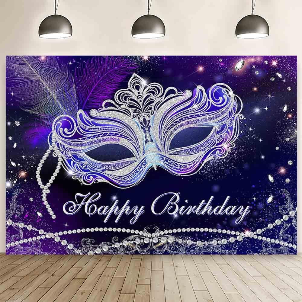 Aperturee Elegant Purple Mask Birthday Masquerade Arch Backdrop