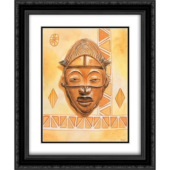 Mask I 2x Matted 20x24 Black Ornate Framed Art Print by Nauts, Frans