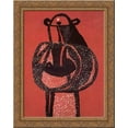 thumbnail image 1 of Mask Icon 24x20 Gold Ornate Wood Framed Canvas Art by Vajda Lajos, 1 of 2