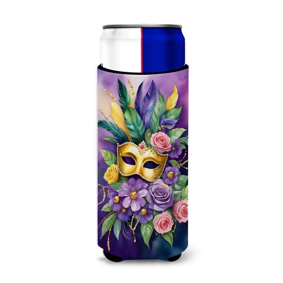 Mask Mardi Gras Hugger for Slim Cans