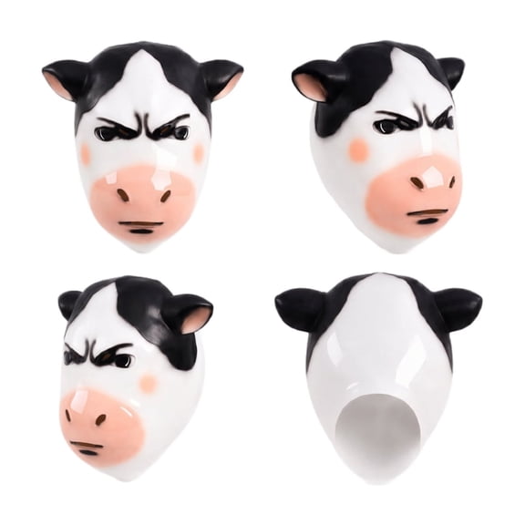 Mask for Masquerade Party, Novelty Halloween Prop, Fancy Dress Accessory, Adult Wear, 13X12 Inch Goofy Latex Cow Head Cover for Carnivals, Contests, and Festive Group Activities