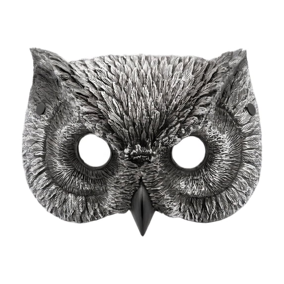 Mask Owl Head Mask Textured Silver Finish Adult Size for Halloween Party Masquerade Ball and Themed Festival Events