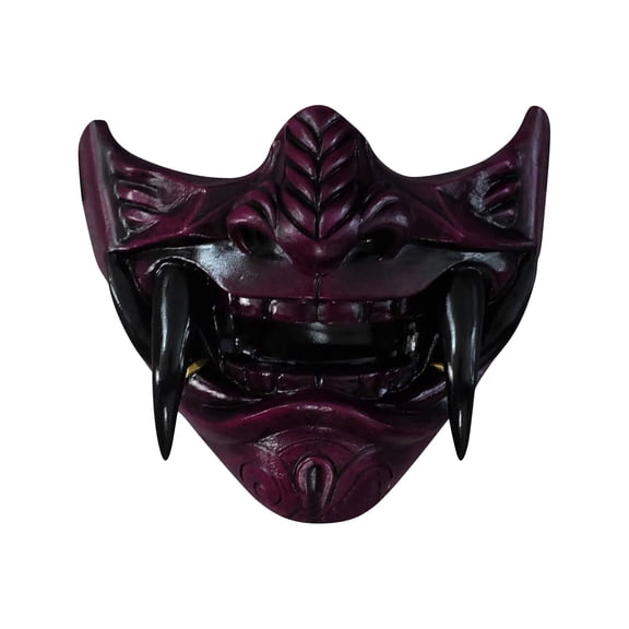 Mask Purple Half Face Japanese Demon Design Halloween Accessory for Masquerade Themed Parties