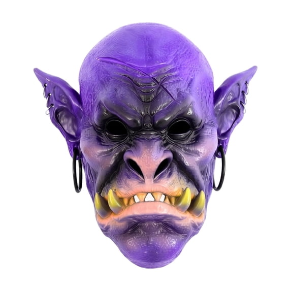 Mask Purple Latex Orc Mask for Halloween Masquerade Party 13X13 Inch Spooky Monster Accessory for Events