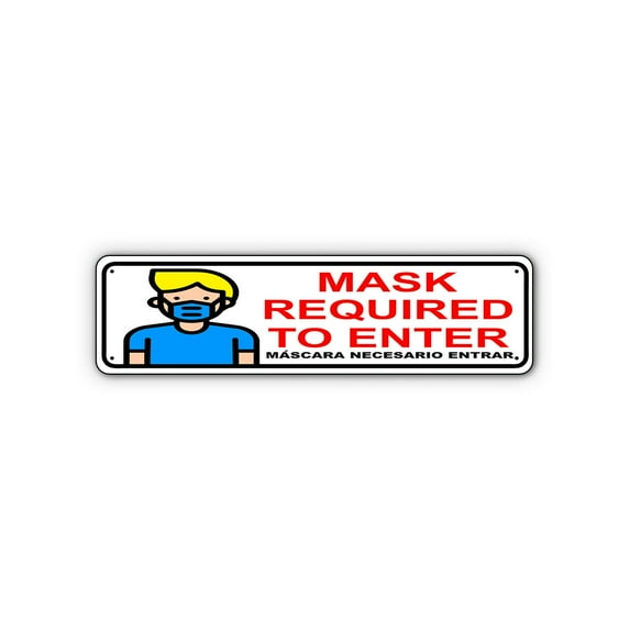 Mask Required To Enter For Your Safety Door Or Window Social Distancing Required Aluminum Metal Sign 4"x13.5"