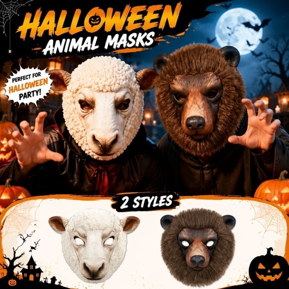 Mask, Sheep Animal Mask, White Furry Halloween Mask, Prank Prop Mask, Soft Detailed Latex 12X11 Inch Full Coverage, Designed for Adult Wear, Ideal for Trick Or Treat, Photo Booth