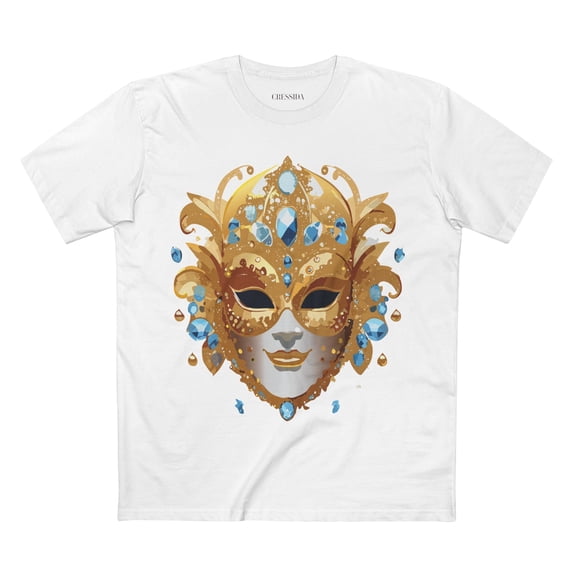 Carnival Mask Graphic T-Shirt Unisex 100 Cotton With Antique Gold Art Design Tee 21
