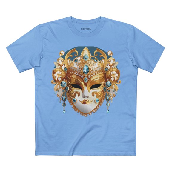 Carnival Mask Graphic T-Shirt Unisex 100 Cotton With Antique Gold Art Design Tee 12
