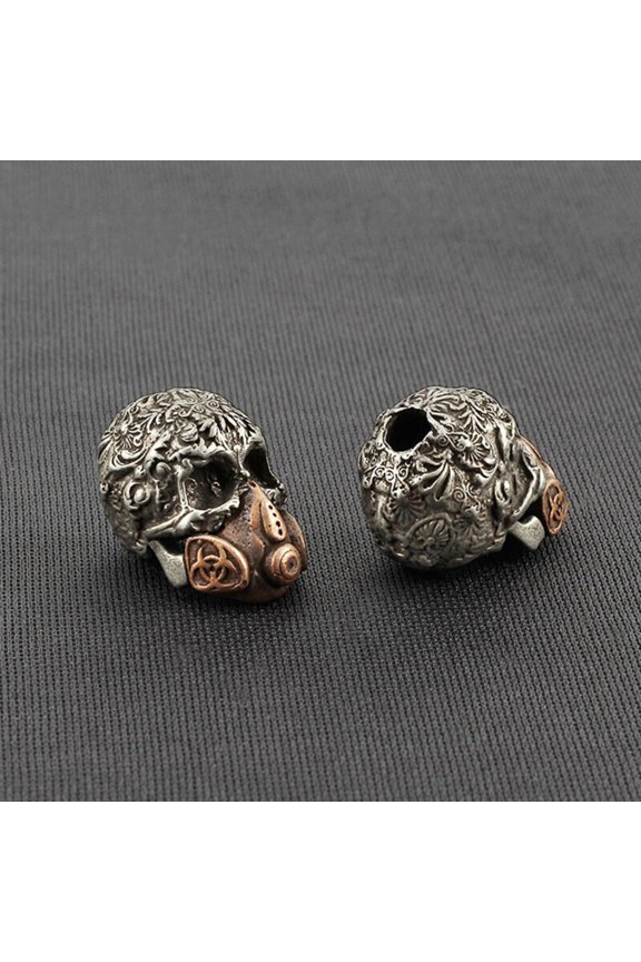 Mask Skull Brass Carved Brass Skull Lanyard Bead Umbrella Rope Pendant -
