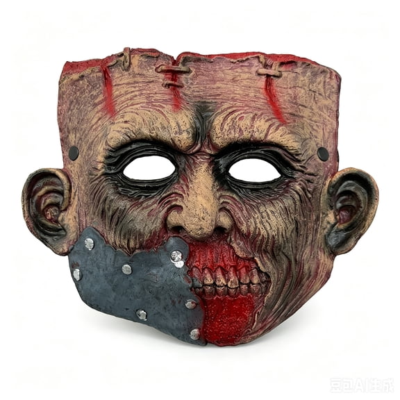 Mask Stitched Patched Zombie Latex Mask Scary Undead Accessory for Halloween Party Masquerade Haunted House Events