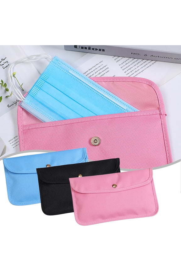 Mask Storage Bag 3Pc Light Blue + Pink + Black,3×Storage Bag,Storage Bagpolyester & Cottonreuseshoppingreceipts