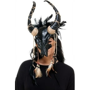 Attitude Studio Black Voodoo Skull Head Piece with Horns Costume Accessory