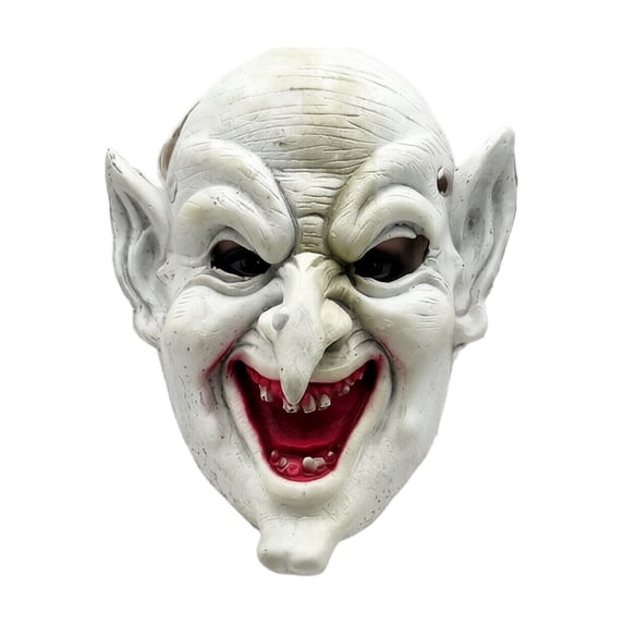 Mask White Scary Goblin Latex Adult Halloween Mask for Masquerade Party Haunted House Spooky Full Face Accessory