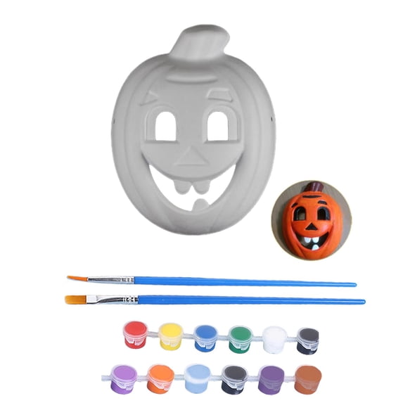 Mask for Student Halloween Diy Painting Set 9 X 7 Inch Paper Mache Pumpkin Masquerade Kit with Acrylic Paint and Brushes for Home Party Crafts