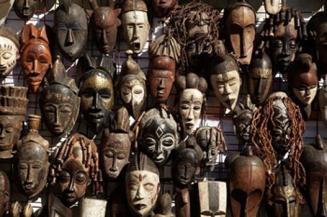 Mask stall at curio store Greenmarket Square Cape Town South Africa Canvas Art - David Wall DanitaDelimont (38 x 25)