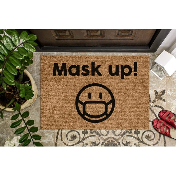 Mask up! | Social Distancing | Covid Doormat | Welcome Mat | Reminder Door Mat | Store Doormat | Home Doormat