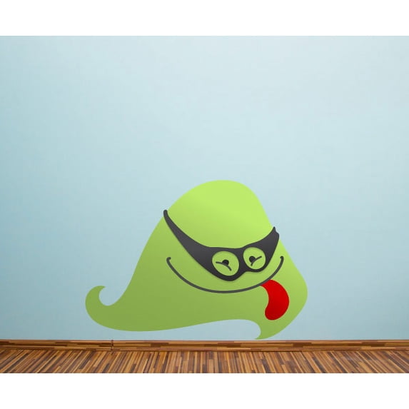 Masked Green Blob Monster Wall Decal - Vinyl Sticker - Car Sticker - IDCOLOR034 - 25 Inches