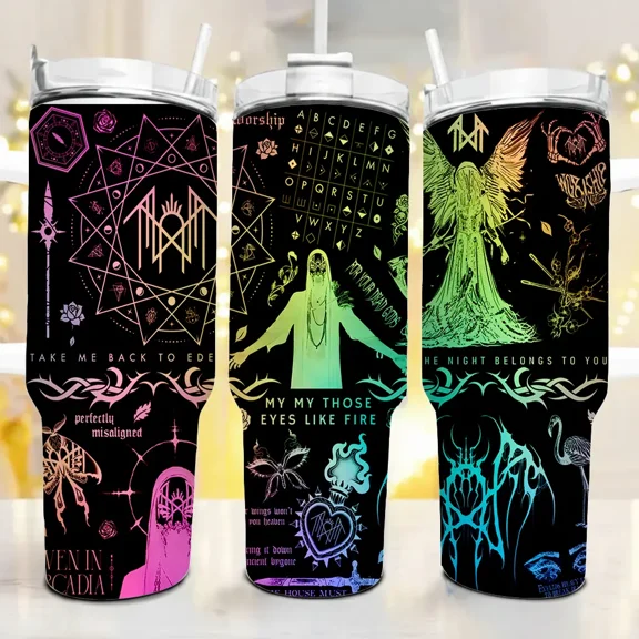 Masked Metal Band Inspired Tumbler, Ritual Eden Cup, Gothic Alt Aesthetic Water Bottle, Metal Music Fan Gift, Insulated Travel Mug, 20oz 40oz Stainless Steel Tumbler, Worship Design