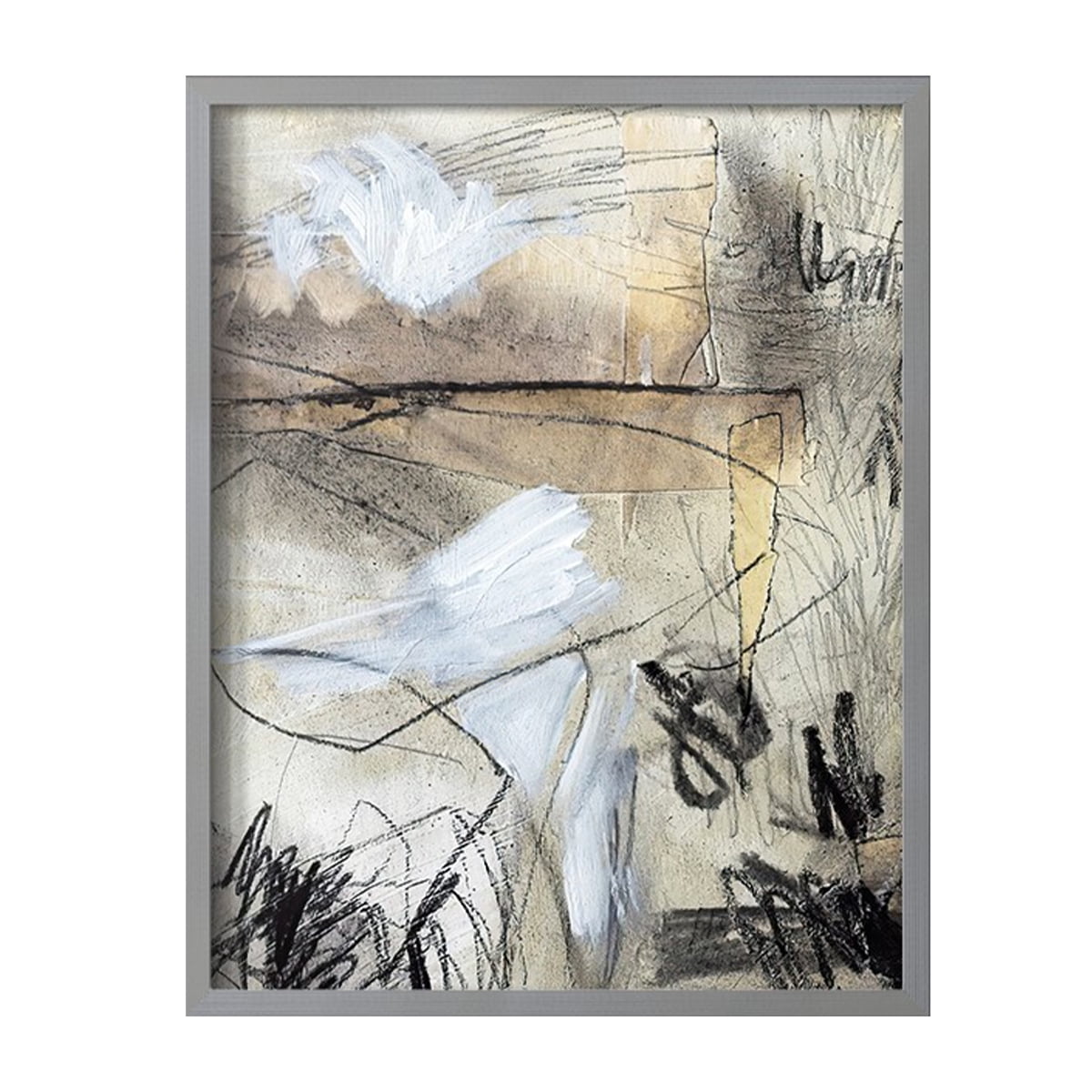 Masked Notes I Framed Print in Gray Solid Wood Framed Print No Nail Hanging