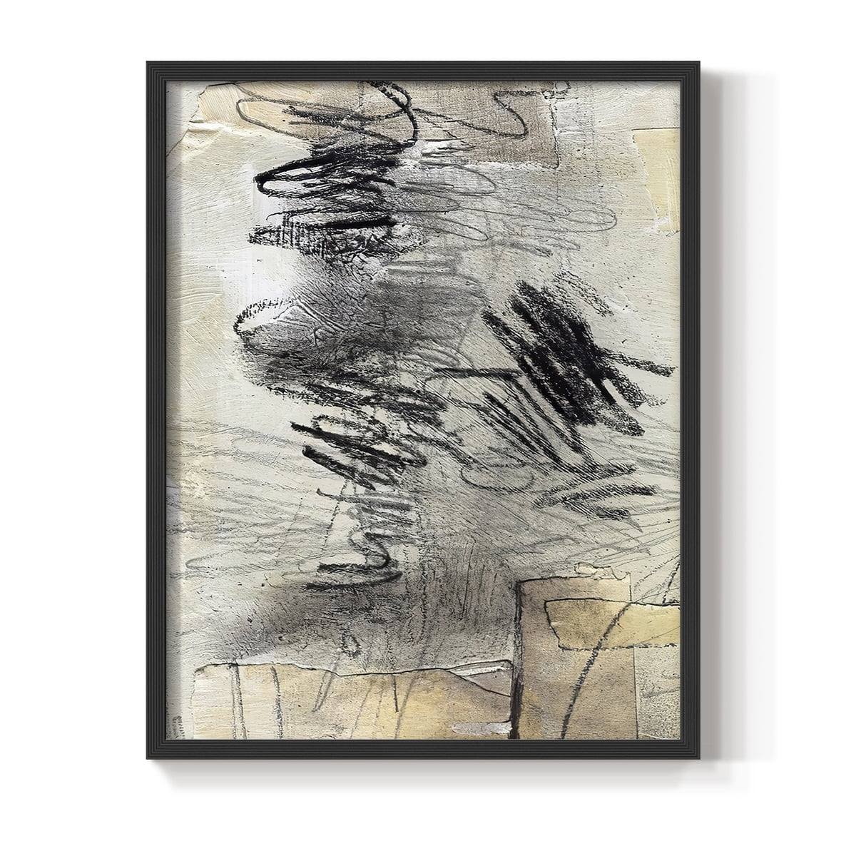 Masked Notes II Framed Print in Black Solid Wood Framed Print No Nail Hanging