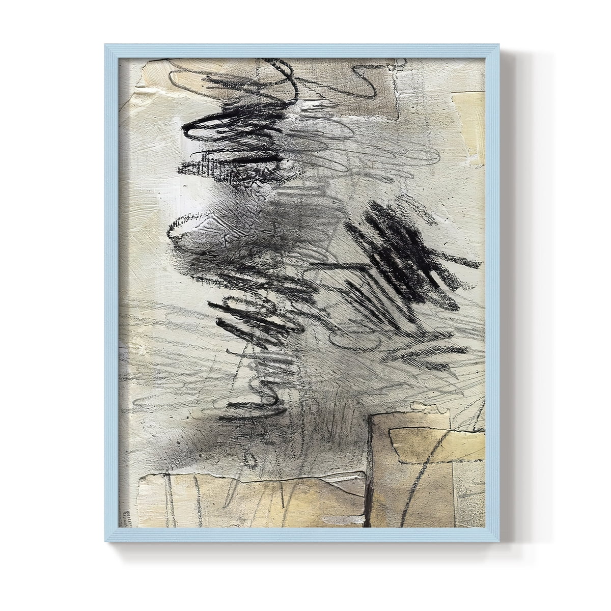 Masked Notes II Framed Print in Blue Solid Wood Framed Print No Nail Hanging