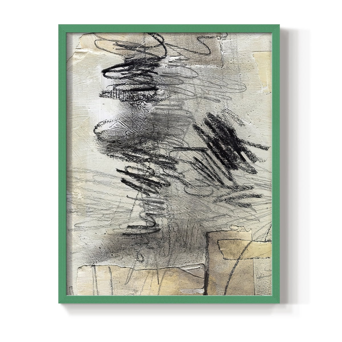 Masked Notes II Framed Print in Green Solid Wood Framed Print No Nail Hanging