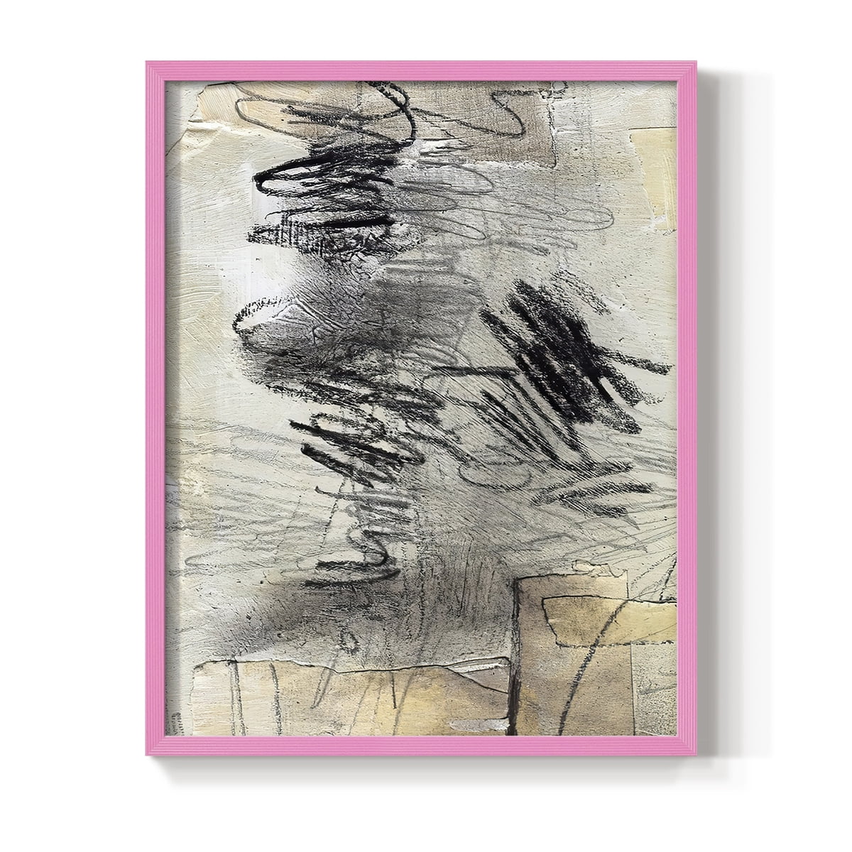 Masked Notes II Framed Print in Pink Solid Wood Framed Print No Nail Hanging