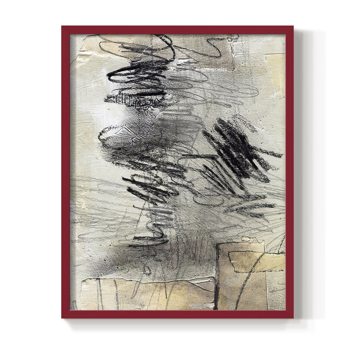 Masked Notes II Framed Print in Red Solid Wood Framed Print No Nail Hanging