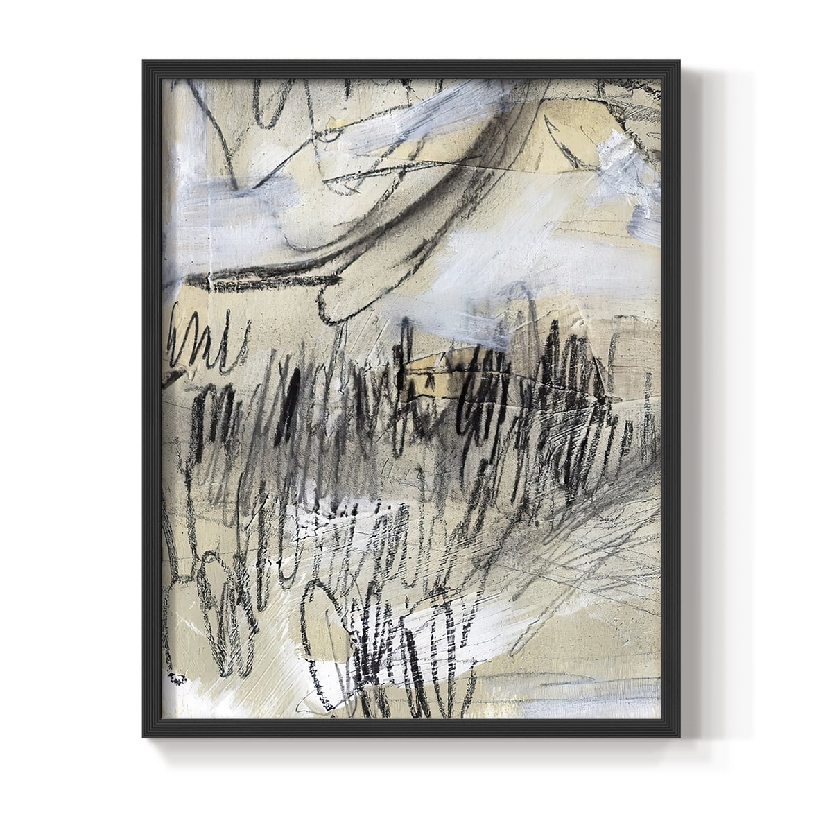 Masked Notes III Framed Print in Black Solid Wood Framed Print No Nail Hanging