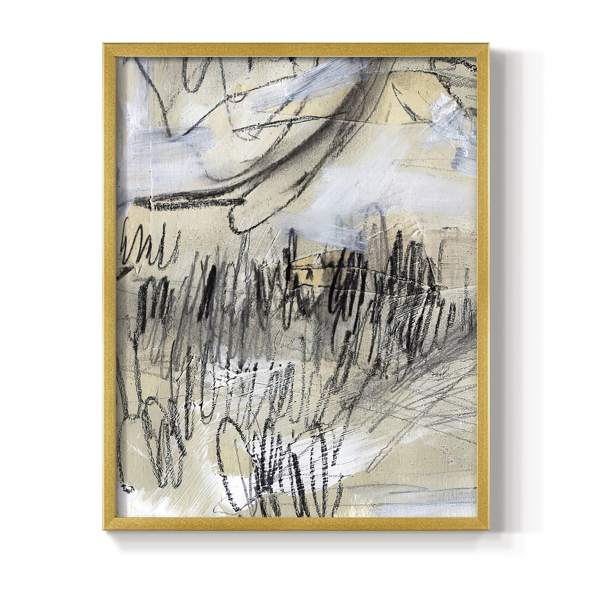 Masked Notes III Framed Print in Gold Solid Wood Framed Print No Nail Hanging