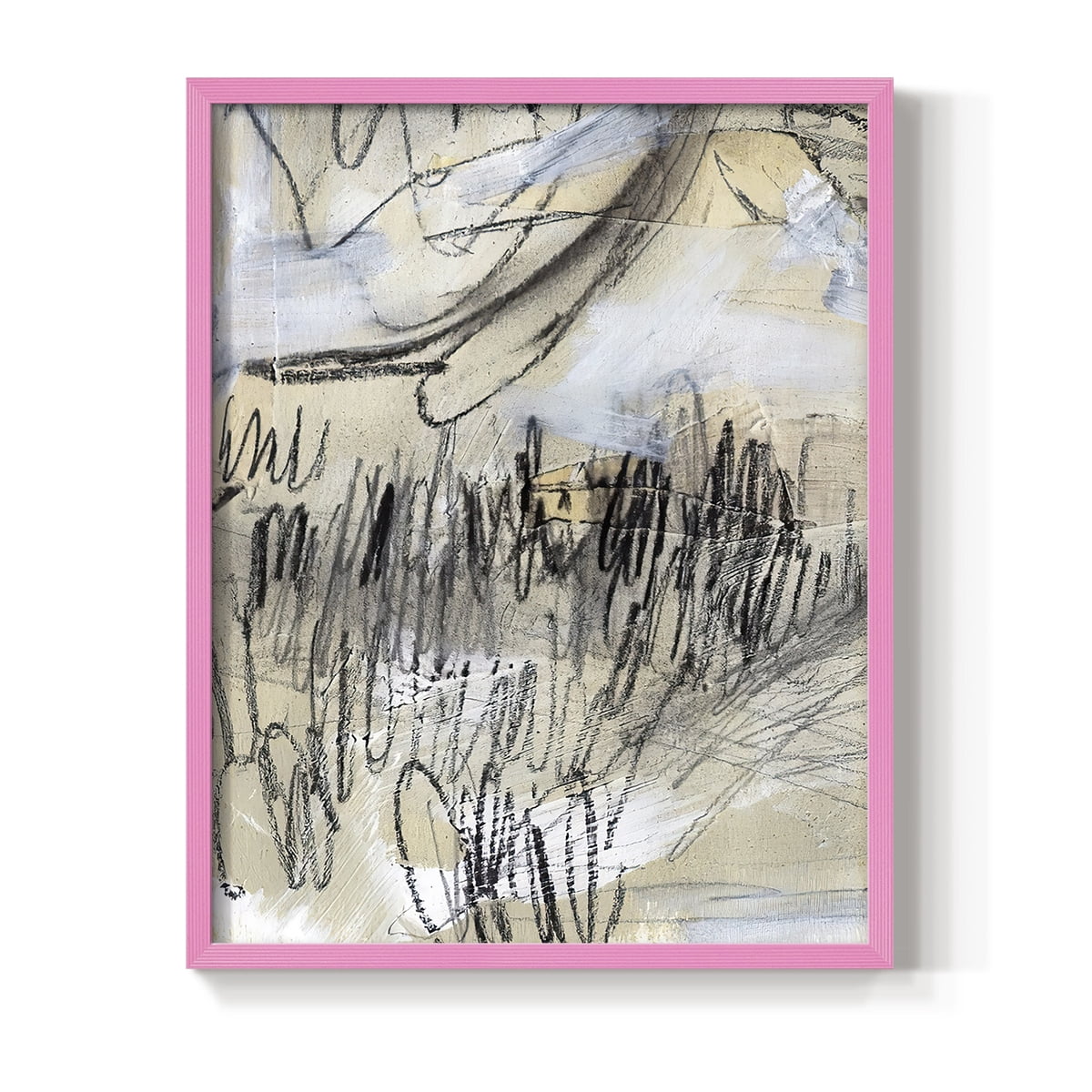 Masked Notes III Framed Print in Pink Solid Wood Framed Print No Nail Hanging
