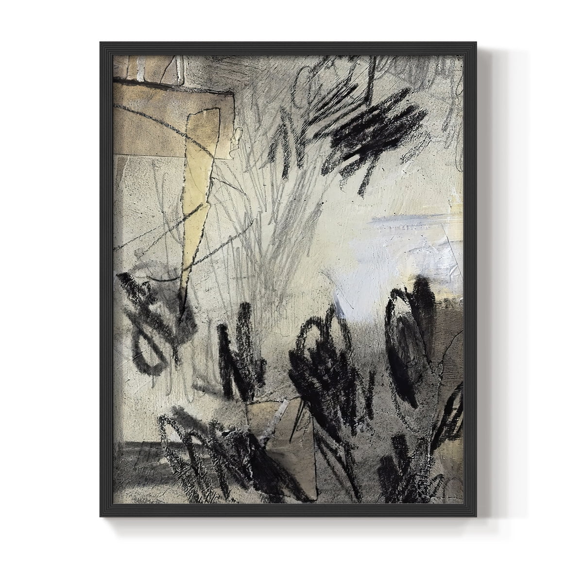 Masked Notes IV Framed Print in Black Solid Wood Framed Print No Nail Hanging