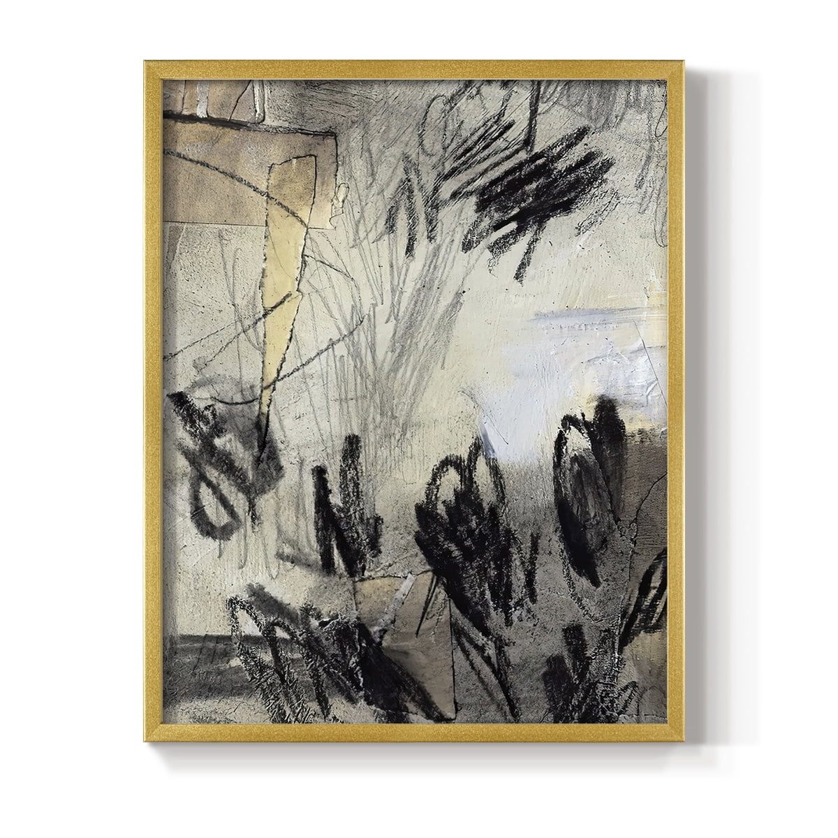 Masked Notes IV Framed Print in Gold Solid Wood Framed Print No Nail Hanging
