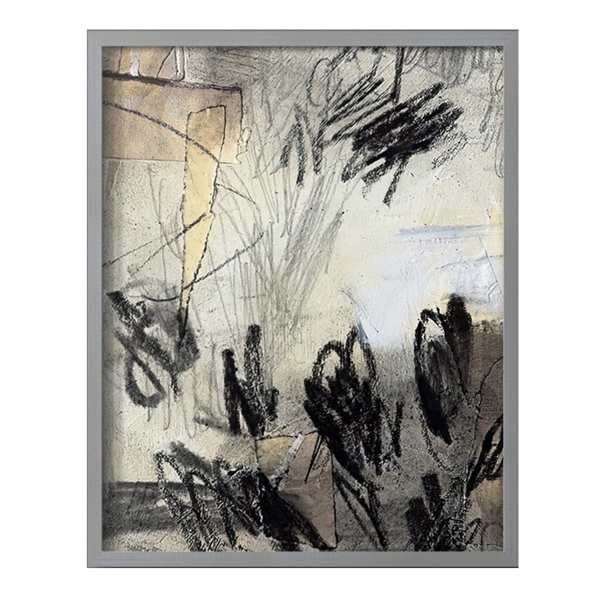 Masked Notes IV Framed Print in Gray Solid Wood Framed Print No Nail Hanging