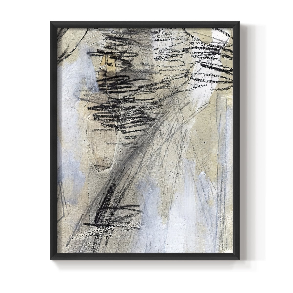 Masked Notes V Framed Print in Black Solid Wood Framed Print No Nail Hanging