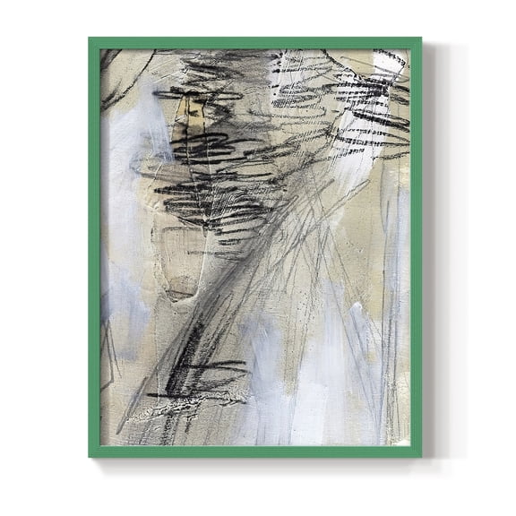 Masked Notes V Framed Print in Green Solid Wood Framed Print No Nail Hanging