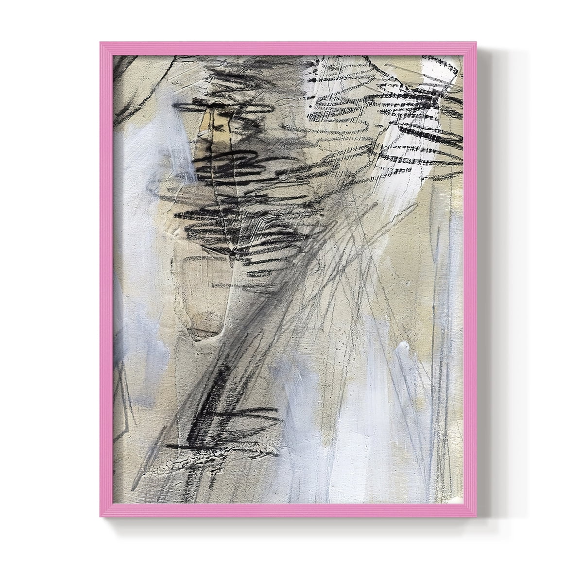 Masked Notes V Framed Print in Pink Solid Wood Framed Print No Nail Hanging