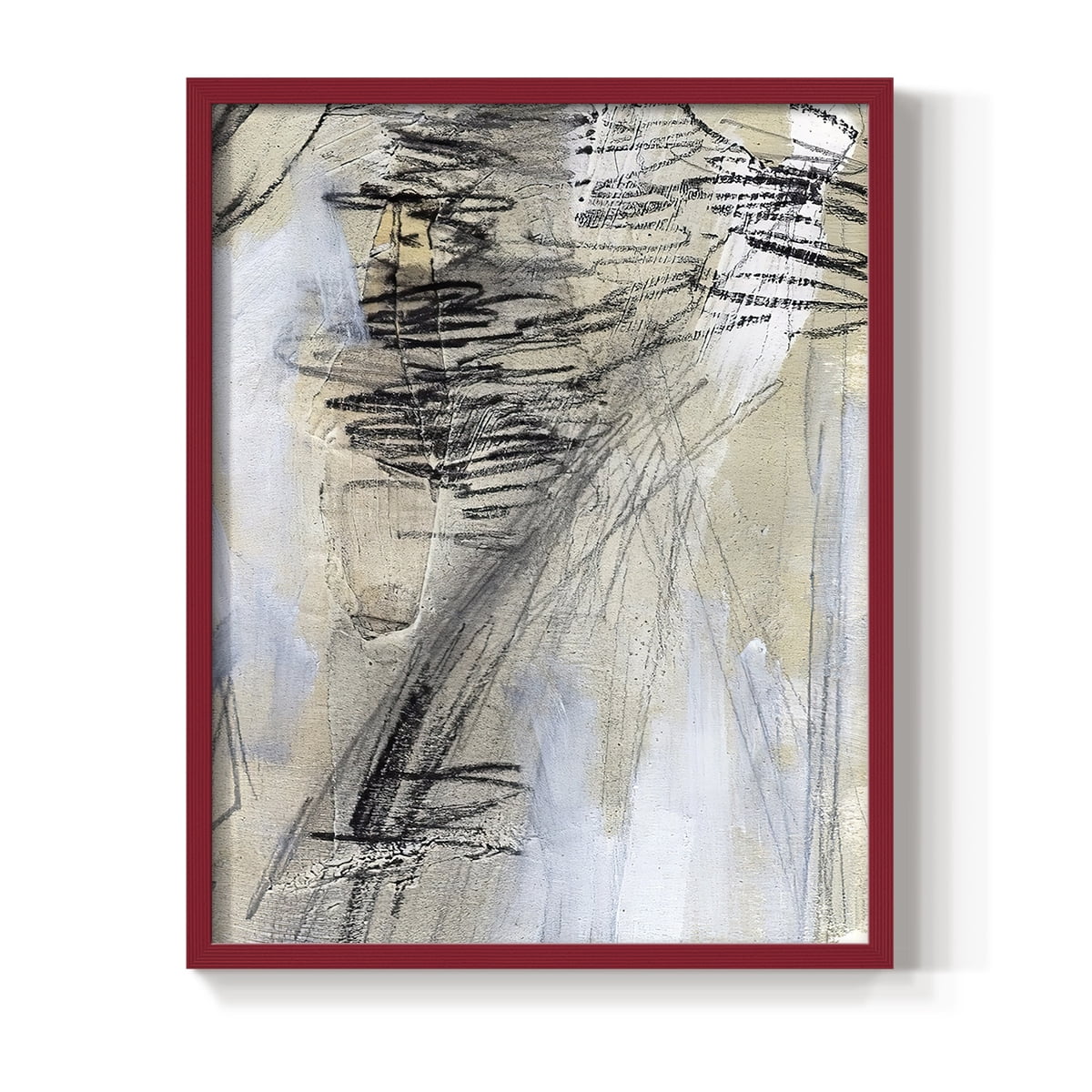 Masked Notes V Framed Print in Red Solid Wood Framed Print No Nail Hanging