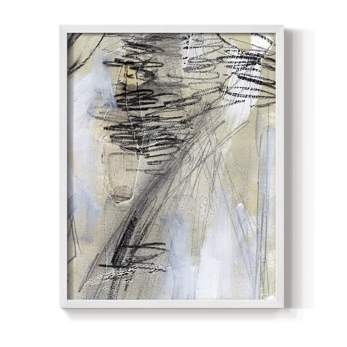 Masked Notes V Framed Print in White Solid Wood Framed Print No Nail Hanging