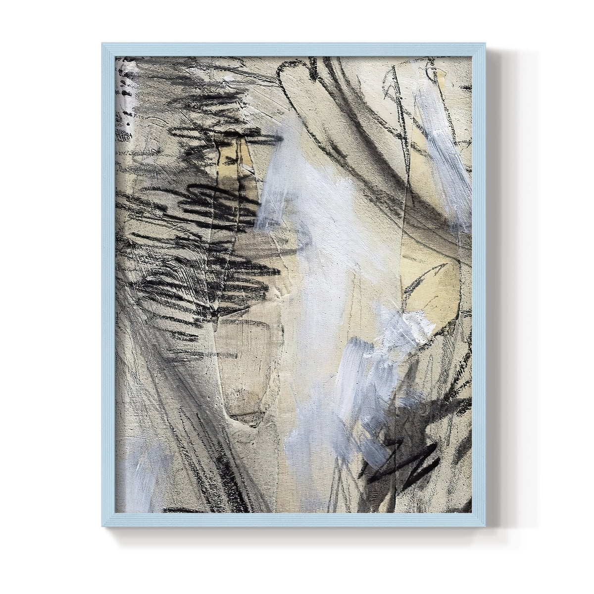 Masked Notes VI Framed Print in Blue Solid Wood Framed Print No Nail Hanging