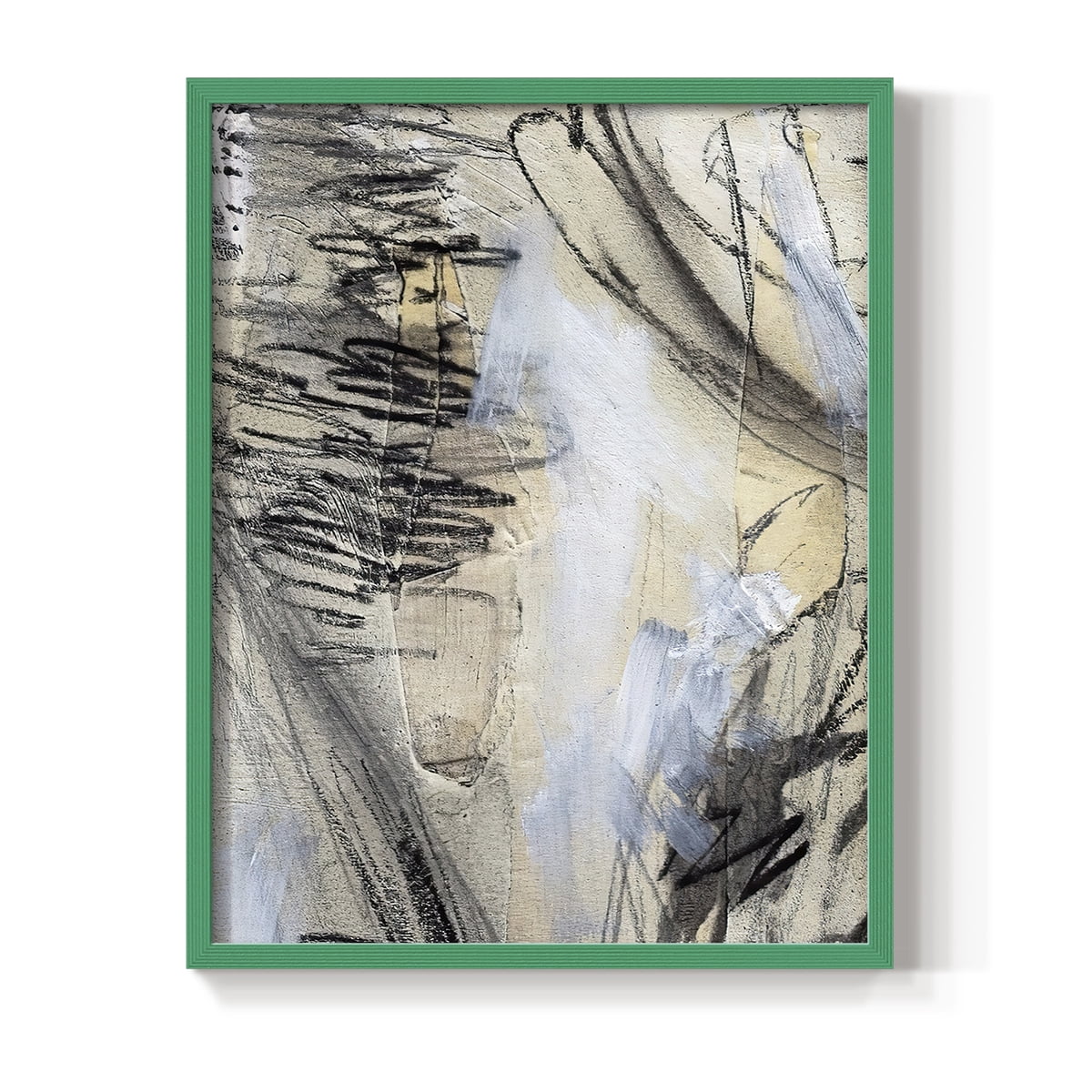 Masked Notes VI Framed Print in Green Solid Wood Framed Print No Nail Hanging